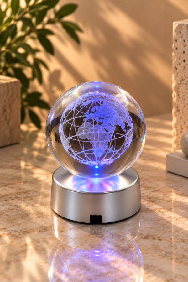Aurora – Renkli LED Işıklı Dekoratif Cam Küre DÜNYA