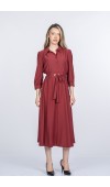 Alya Uzun Kollu Zarif Modal Kumaş Uzun Elbise 50395