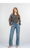 Beli Lastikli Yuvarlak Yaka Şifon Bluz 70060