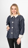 BIRDIE PELUŞ YAKALI DENİM KABAN 2633