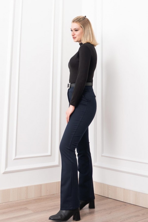 Boru Paça Kemerli Smart Pantolon 3989