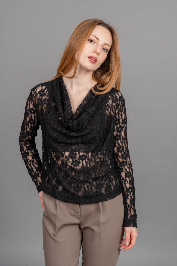 Brittany Degaje Yaka Tül Bluz 70053