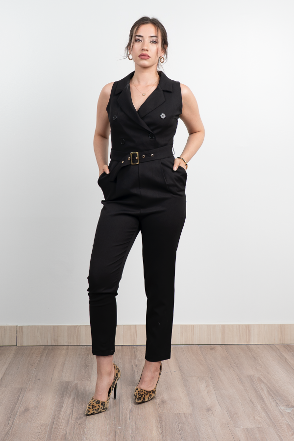 Ceket Yaka Kolsuz Cepli ve Kemerli Tulum 50334