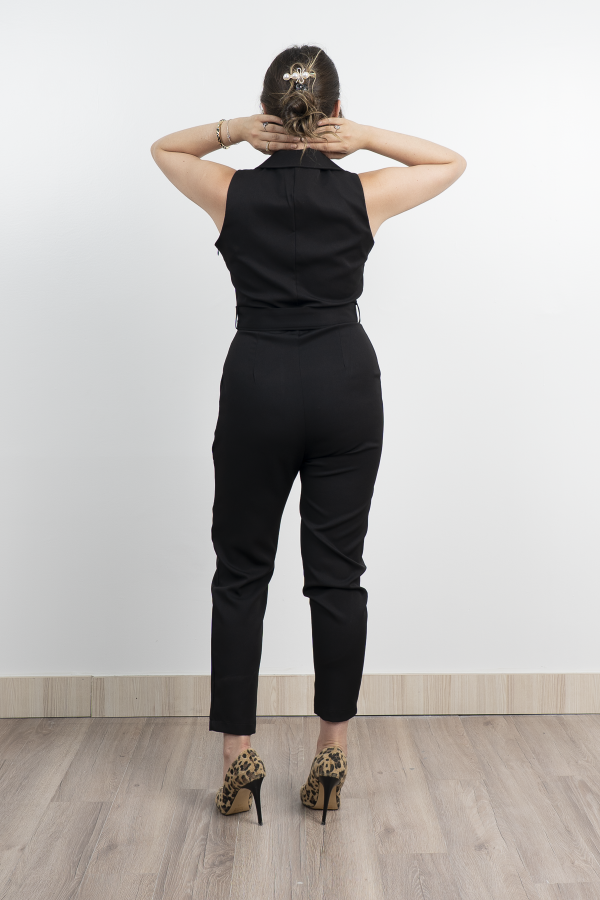 Ceket Yaka Kolsuz Cepli ve Kemerli Tulum 50334 Ceket Yaka Kolsuz Cepli ve Kemerli Tulum 50334