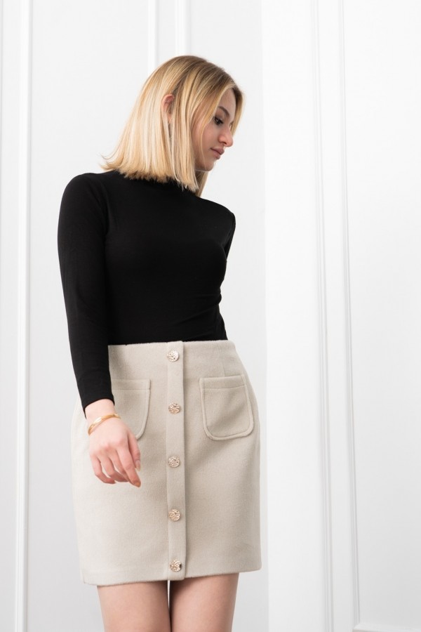 Chic Süs Düğme Detaylı Mini Kaşe Etek 6824 Chic Süs Düğme Detaylı Mini Kaşe Etek 6824