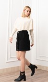 Chic Süs Düğme Detaylı Mini Kaşe Etek 6824 Chic Süs Düğme Detaylı Mini Kaşe Etek 6824