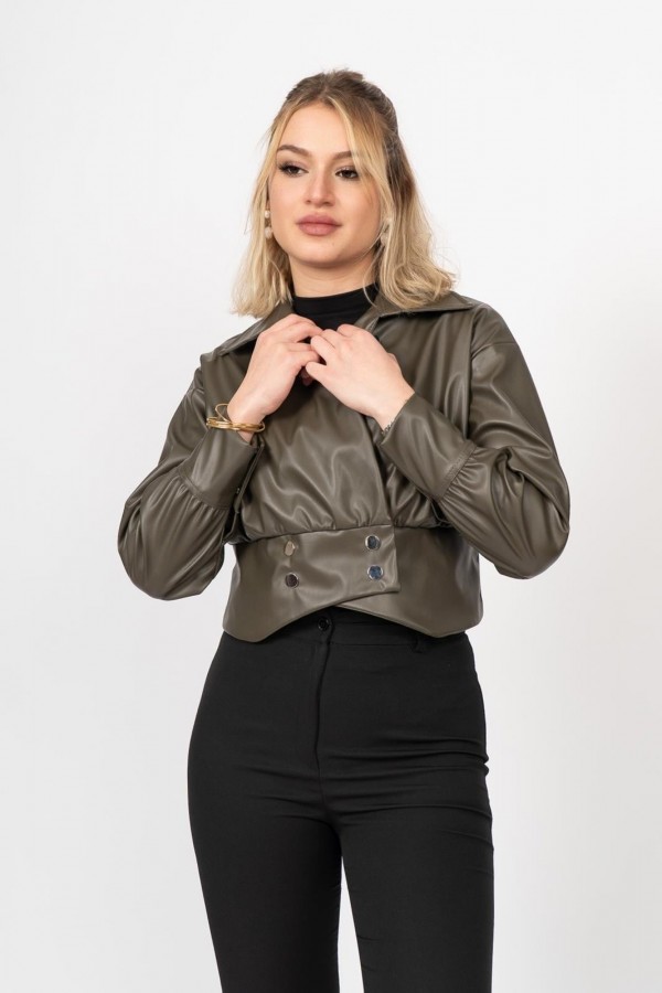 ChromeEdge Asymmetric Leather Blouse – 7759 ChromeEdge Asymmetric Leather Blouse – 7759