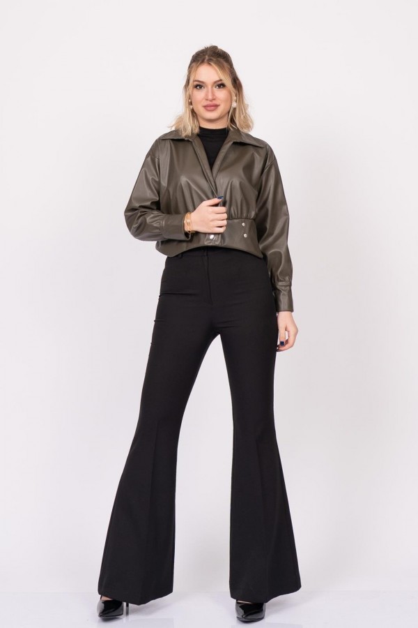 ChromeEdge Asymmetric Leather Blouse – 7759 ChromeEdge Asymmetric Leather Blouse – 7759