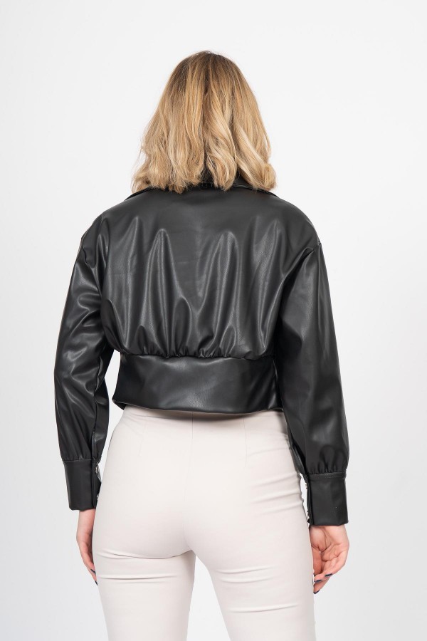 ChromeEdge Asymmetric Leather Blouse – 7759 ChromeEdge Asymmetric Leather Blouse – 7759