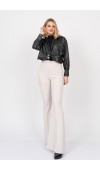 ChromeEdge Asymmetric Leather Blouse – 7759