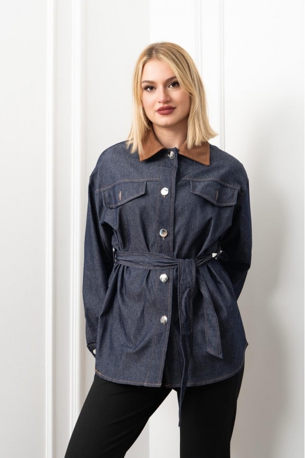 Denim Dream Kuşaklı Oversize Ceket 8624