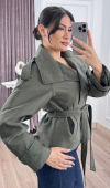 Dik Yaka Reglan Kol Kısa Trençkot – 8646
