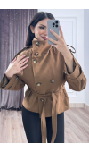 Dik Yaka Reglan Kol Kısa Trençkot – 8646