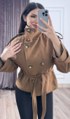 Dik Yaka Reglan Kol Kısa Trençkot – 8646