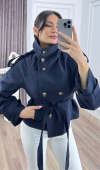 Dik Yaka Reglan Kol Kısa Trençkot – 8646