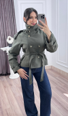 Dik Yaka Reglan Kol Kısa Trençkot – 8646