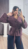 Dik Yaka Reglan Kol Kısa Trençkot – 8646