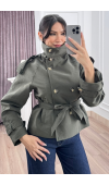 Dik Yaka Reglan Kol Kısa Trençkot – 8646
