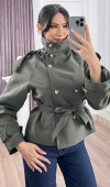 Dik Yaka Reglan Kol Kısa Trençkot – 8646