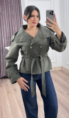 Dik Yaka Reglan Kol Kısa Trençkot – 8646