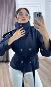 Dik Yaka Reglan Kol Kısa Trençkot – 8646