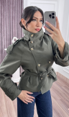 Dik Yaka Reglan Kol Kısa Trençkot – 8646