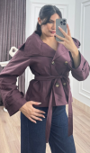 Dik Yaka Reglan Kol Kısa Trençkot – 8646