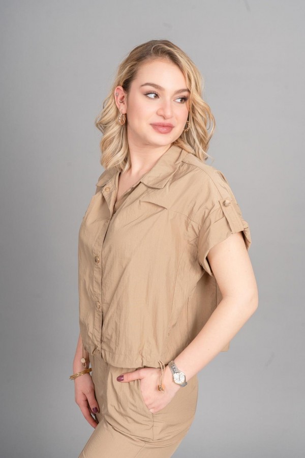 Düşük Omuz Kısa Kol Üst Ve Beli Lastikli Bol Paça Pantolon 1207 Düşük Omuz Kısa Kol Üst Ve Beli Lastikli Bol Paça Pantolon 1207