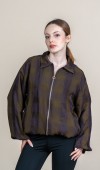 Ekose Desen Bel Lastikli Spor Bomber Ceket 8636