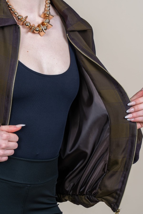 Ekose Desen Bel Lastikli Spor Bomber Ceket 8636 Ekose Desen Bel Lastikli Spor Bomber Ceket 8636