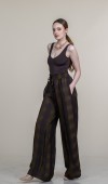 Ekose Desen Beli Lastikli Bol Paça Pantolon 30377