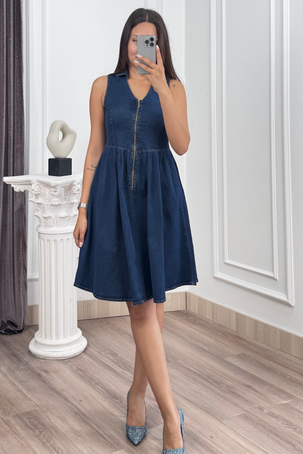 Elara Fermuarlı Denim Elbise 50423