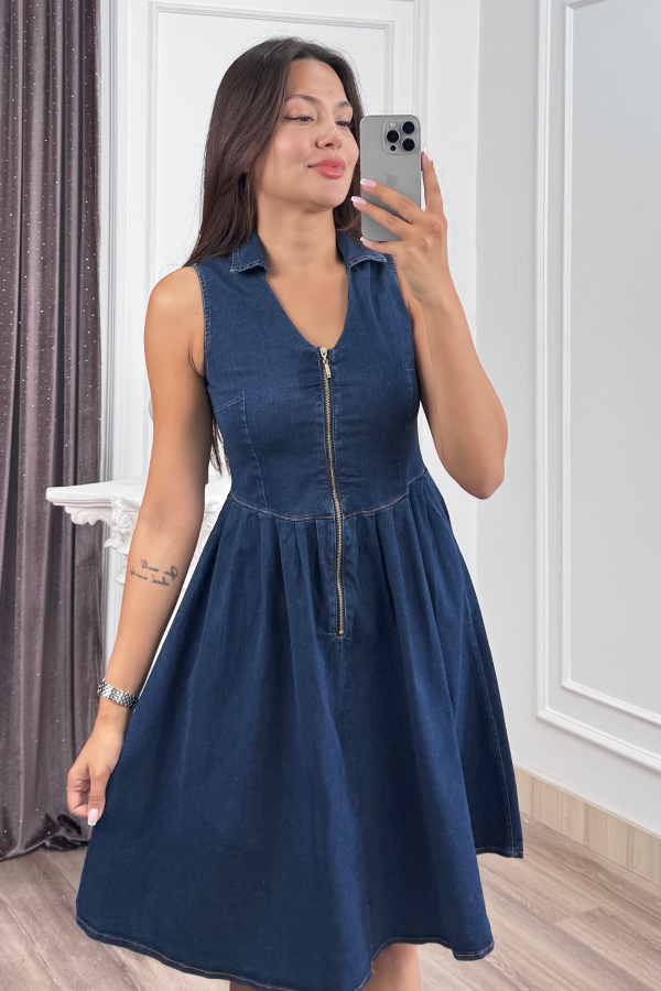 Elara Fermuarlı Denim Elbise 50423