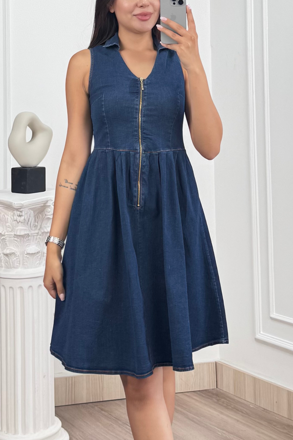 Elara Fermuarlı Denim Elbise 50423