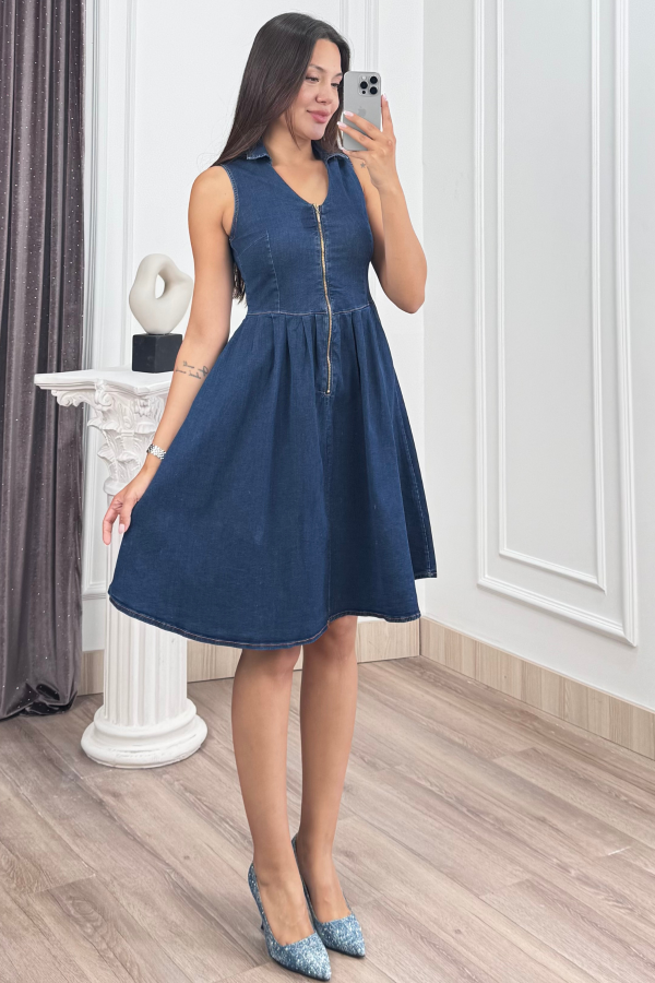 Elara Fermuarlı Denim Elbise 50423 Elara Fermuarlı Denim Elbise 50423