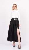 EleganceBelt Slit Skirt – Premium Pileli & Yırtmaçlı Etek 6829