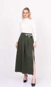 EleganceBelt Slit Skirt – Premium Pileli & Yırtmaçlı Etek 6829
