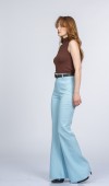 Elegant İspanyol Paça Kadın Pantolon - Yüksek Bel Kemerli Likralı Fitilli Krep Kumaş Elegant İspanyol Paça Kadın Pantolon - Yüksek Bel Kemerli Likralı Fitilli Krep Kumaş