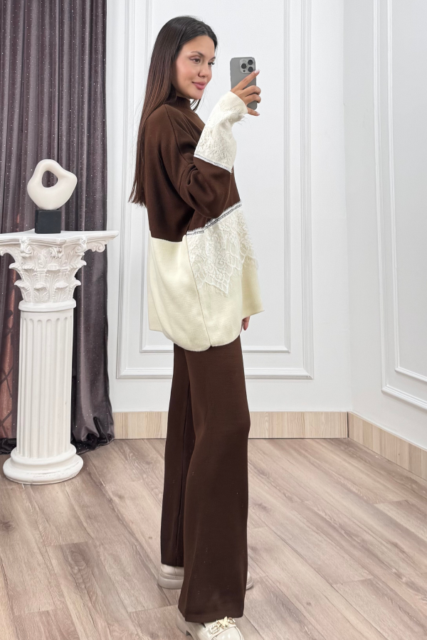 ELIORA – Tül Dantel Detaylı Triko Takım P035 STN