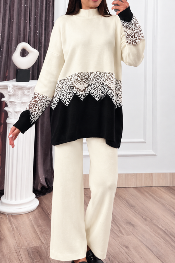 ELIORA – Tül Dantel Detaylı Triko Takım P035 STN