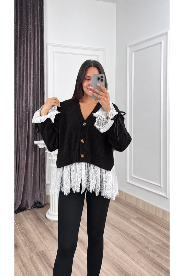 Elodie Dantel Detaylı Yün Hırka 20304 STD