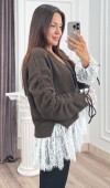 Elodie Dantel Detaylı Yün Hırka 20304 STD Elodie Dantel Detaylı Yün Hırka 20304 STD