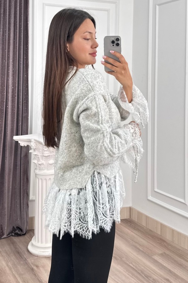 Elodie Dantel Detaylı Yün Hırka 20304 STD