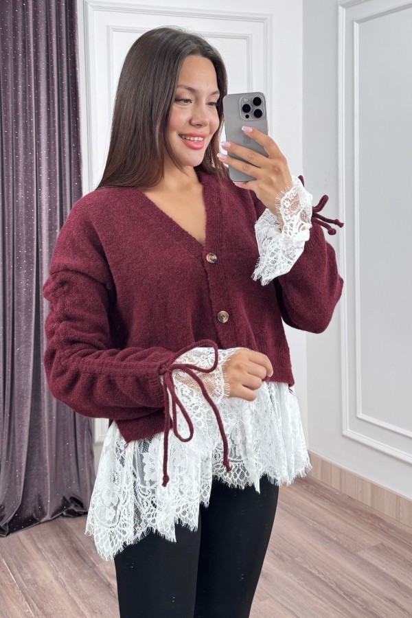 Elodie Dantel Detaylı Yün Hırka 20304 STD