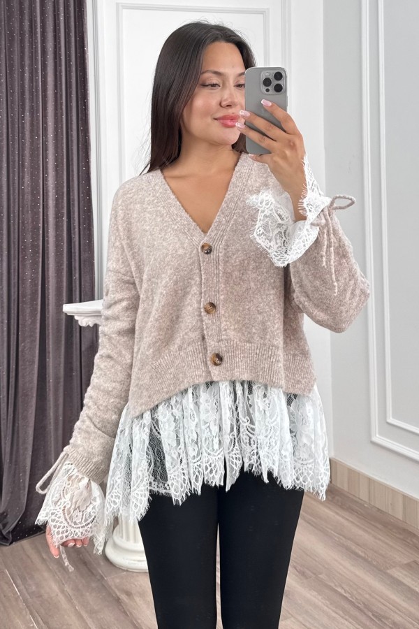 Elodie Dantel Detaylı Yün Hırka 20304 STD