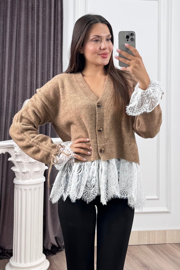 Elodie Dantel Detaylı Yün Hırka 20304 STD