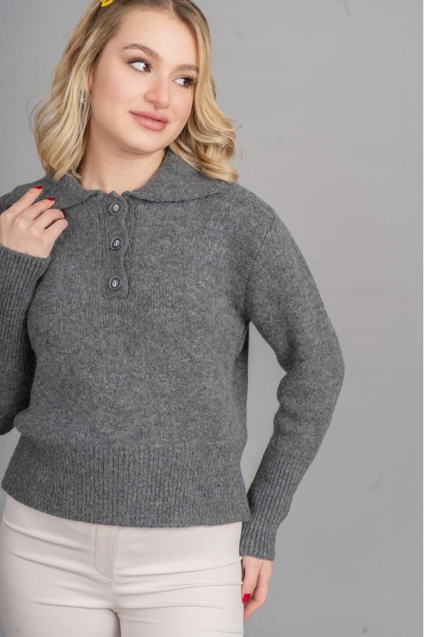 Emma Yün Polo Yaka Triko Kazak 256060 STD