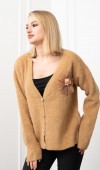 Flora Rose Gül Detaylı Sakal Yün Hırka 25301 STD Flora Rose Gül Detaylı Sakal Yün Hırka 25301 STD