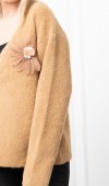 Flora Rose Gül Detaylı Sakal Yün Hırka 25301 STD Flora Rose Gül Detaylı Sakal Yün Hırka 25301 STD