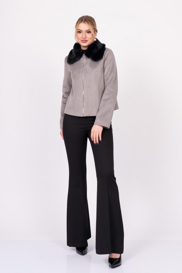FrostLuxe Fur-Collar Short Coat – 2628